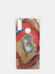 Красный чехол Samsung Galaxy A10s, Самсунг Галакси А10с силиконовый с мраморным рисунком