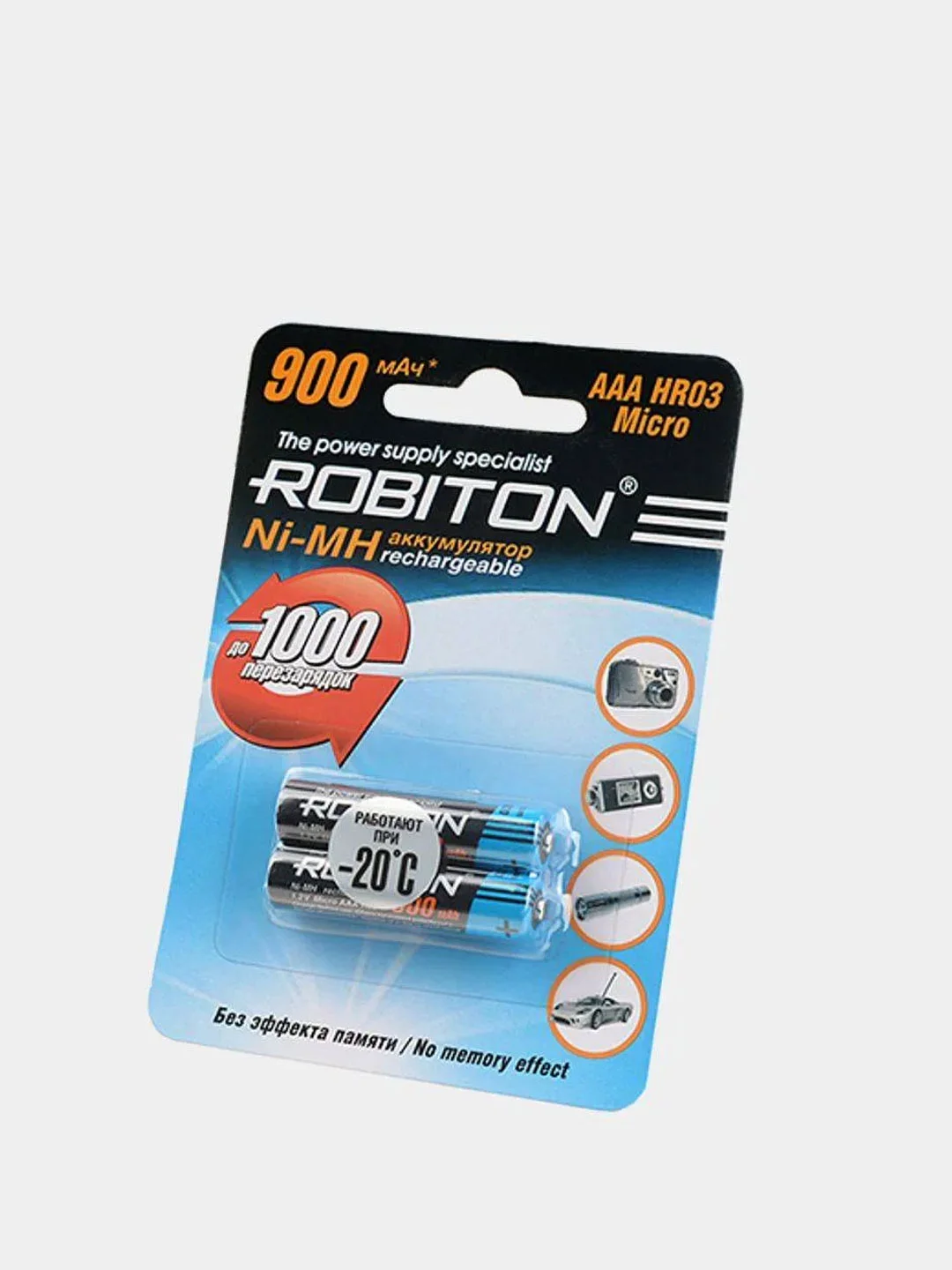 Аккумуляторные батарейки ROBITON R03 900MH BL2 мизинчиковые