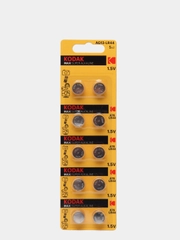 Батарейки часовые алкалиновые KODAK AG13-LR44 (A76, 357, LR1154), дисковые, 10 штук