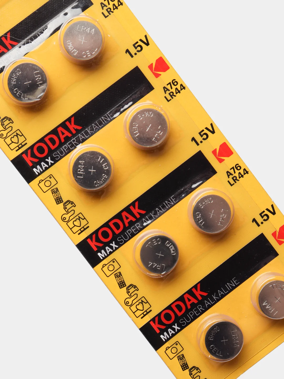 Батарейки часовые алкалиновые KODAK AG13-LR44 (A76, 357, LR1154), дисковые, 10 штук