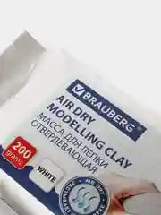 Паста (масса) для моделирования и лепки BRAUBERG, отвердевающая, 200 г, белая, 224441