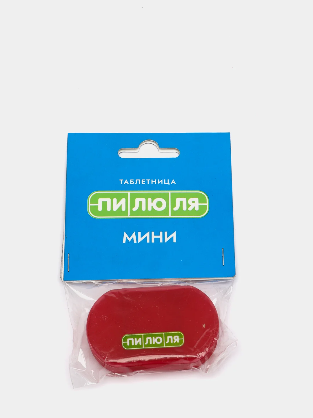 Красный таблетница "Пилюля Мини", с делителем на один день, 60 х 35 х 13 мм