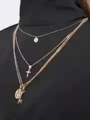 Женская цепочка на шею с подвесками "Крест" "Ключ" "Сердце"