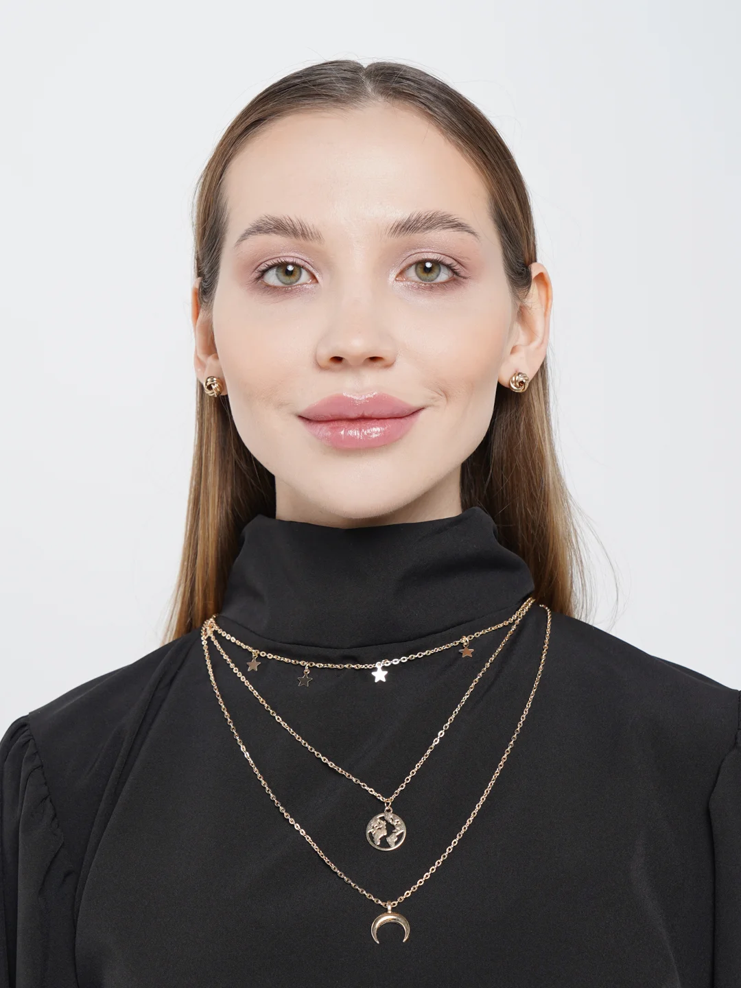 Золотой многослойная цепочка "Месяц"