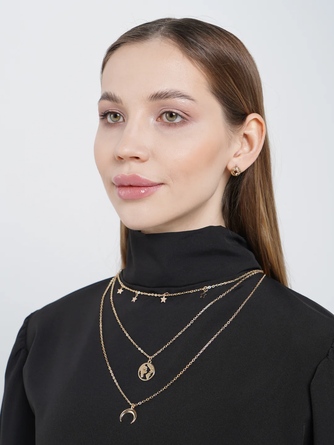 Золотой многослойная цепочка "Месяц"