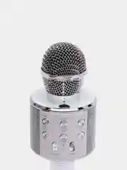 Серебряный беспроводной караоке микрофон WS 858