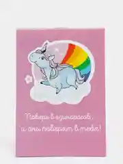 Розовый блокнот А7, 16 листов в клетку на скрепке, Чудесные единороги - Котики