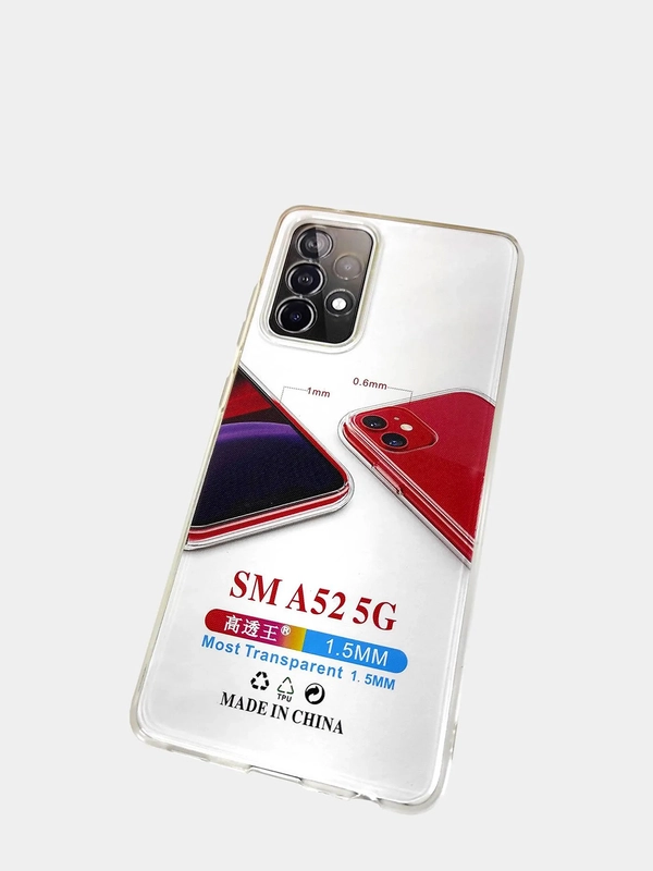 Плотный чехол Samsung A52 с защитой камеры силикон 1.5мм прозрачный