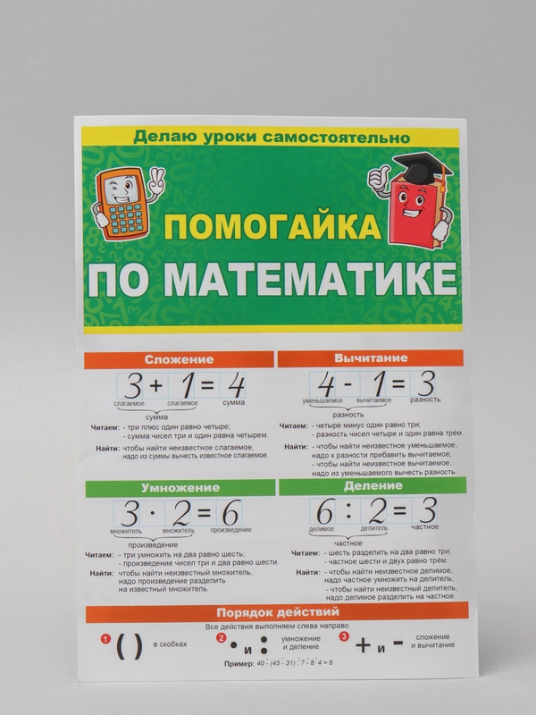 Обучающее пособие. Буклет- гармошка " Помогайка по математике "