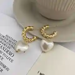 Серьги женские, золотистые сердечки