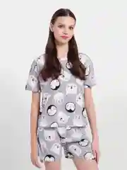 Серый пижама женская, с шортами