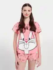 Кораллово-розовый пижама женская: шорты, футболка
