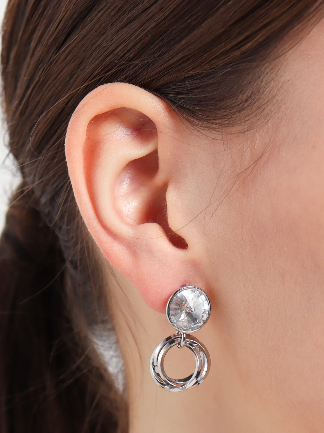 Серьги-гвоздики с крупным камнем Swarovski, Xuping