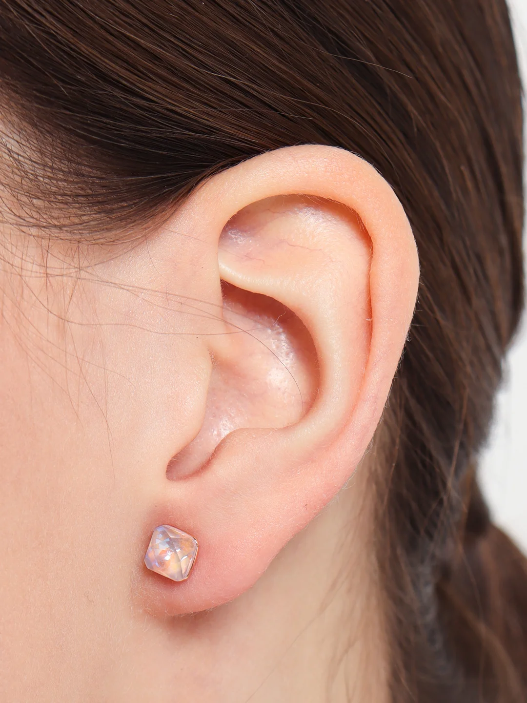 Пудровый серьги-гвоздики Swarovski (квадрат), Xuping