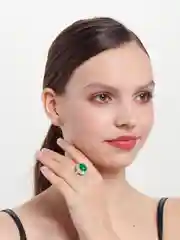 Зеленый винтажное кольцо с крупным камнем, Xuping
