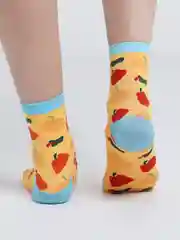 Желтый носки с принтом "Фрукты", женские