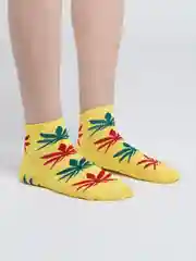 Желтый носки с принтом, короткие