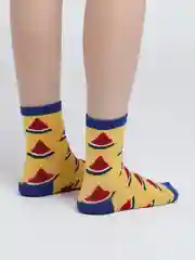 Желтый женские носки с фруктами