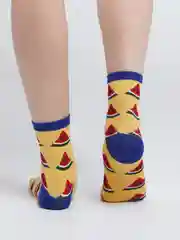 Желтый женские носки с фруктами