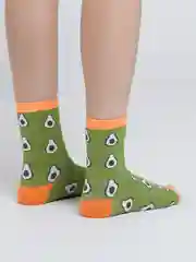 Оливковый женские носки с фруктами