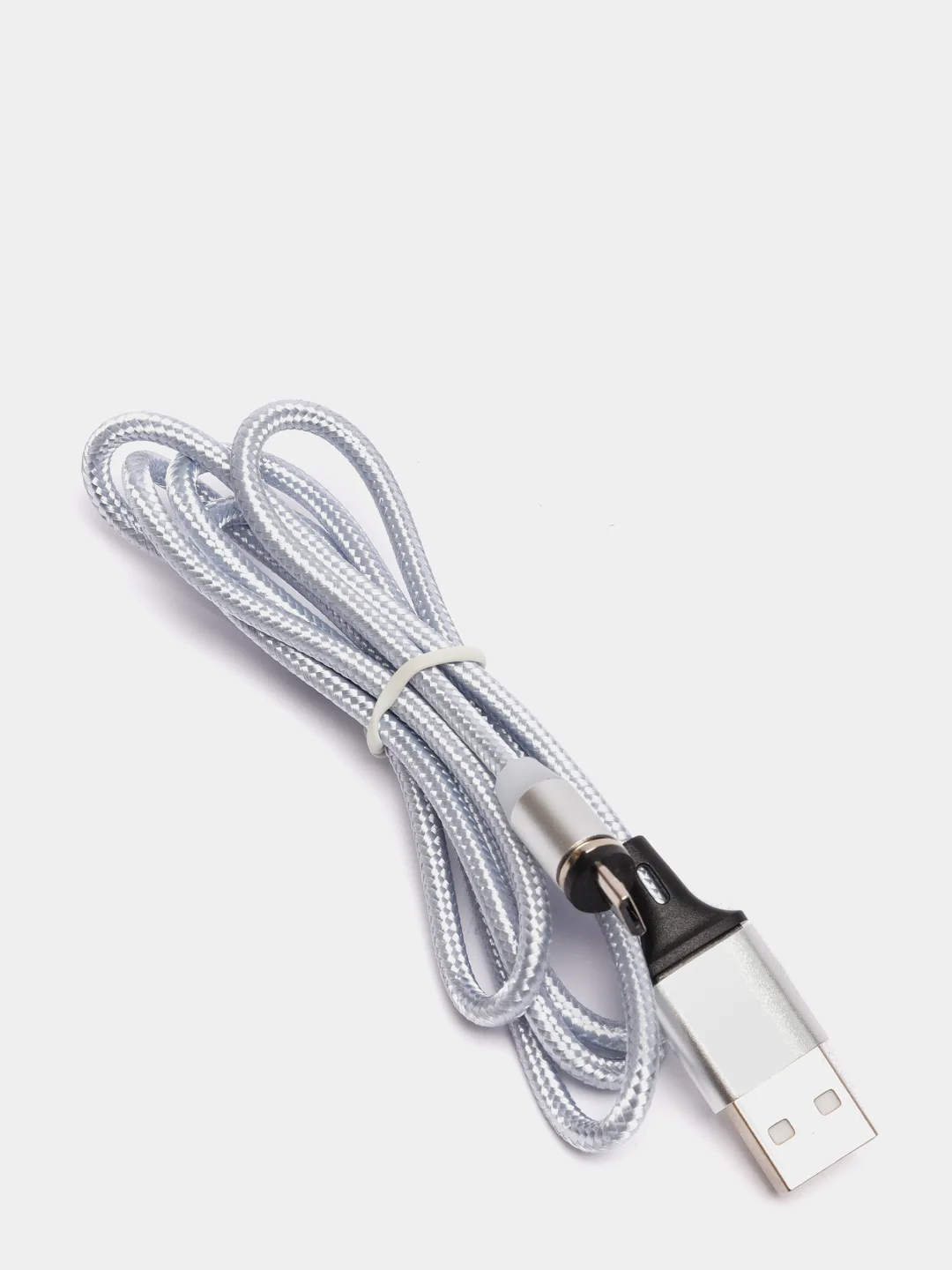 Серебряный кабель для зарядки, 2.1A + магнитный коннектор, Lightning, Type-C, Micro USB, 1 метр