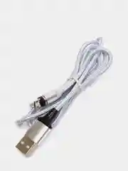 Серебряный кабель для зарядки, 2.1A + магнитный коннектор, Lightning, Type-C, Micro USB, 1 метр
