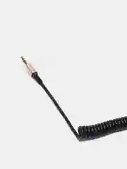 Черный кабель AUX jack 3.5мм витой угловой аукс