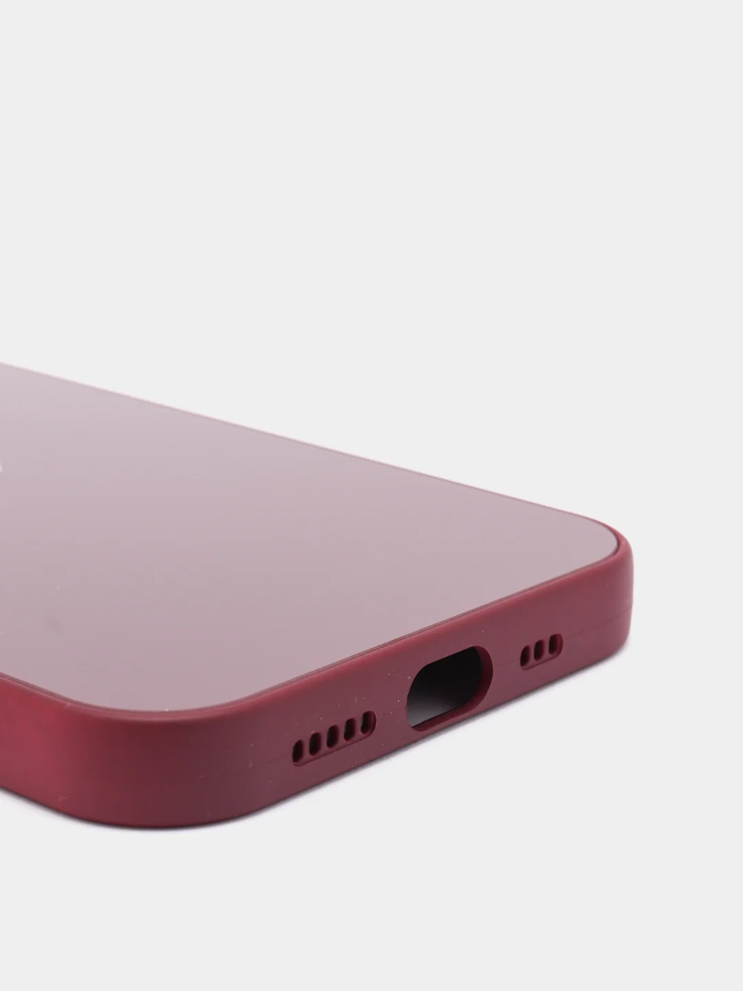 Багровый чехол силиконовый со стеклянной панелью для iPhone 13