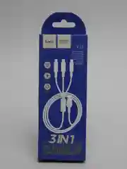Белый кабель зарядный HOCO X25 "3-в-1" (Type-C/Lightning/MicroUSB, для iPhone и Android)