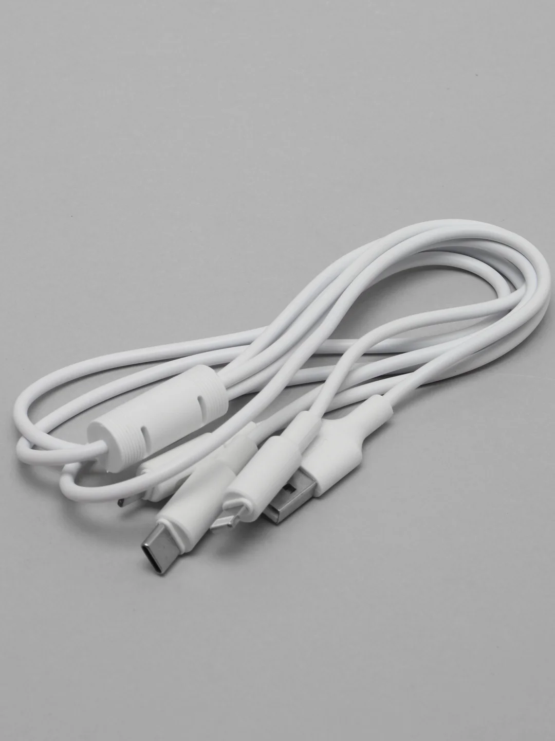 Белый кабель зарядный HOCO X25 "3-в-1" (Type-C/Lightning/MicroUSB, для iPhone и Android)