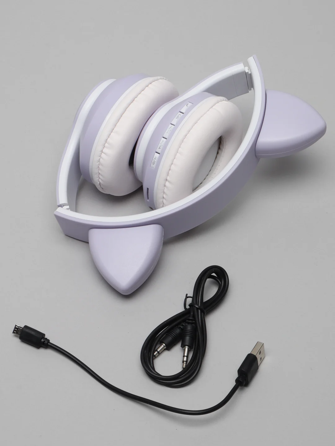 Лавандовый беспроводные Bluetooth наушники с кошачьими светящимися ушками Cat Ear