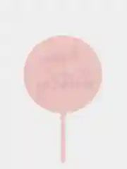 Розовый топпер для оформления торта "Happy Birthday" круг
