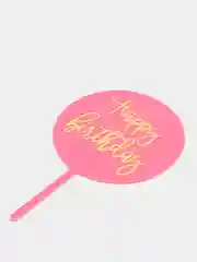 Красный топпер для оформления торта "Happy Birthday" круг