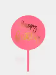 Красный топпер для оформления торта "Happy Birthday" круг