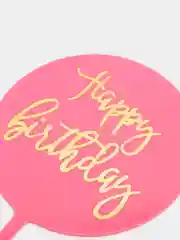 Красный топпер для оформления торта "Happy Birthday" круг