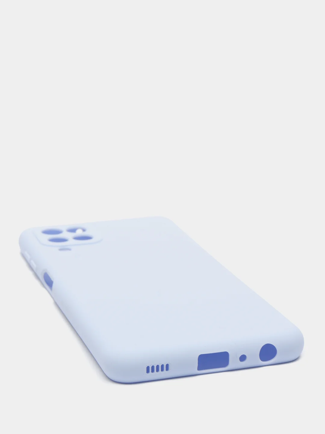 Голубой чехол Samsung A12 / M12 / A22 / M32 / M22 / A32 силиконовый с защитой камеры