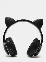 Черный беспроводные Bluetooth наушники с кошачьими светящимися ушками Cat Ear