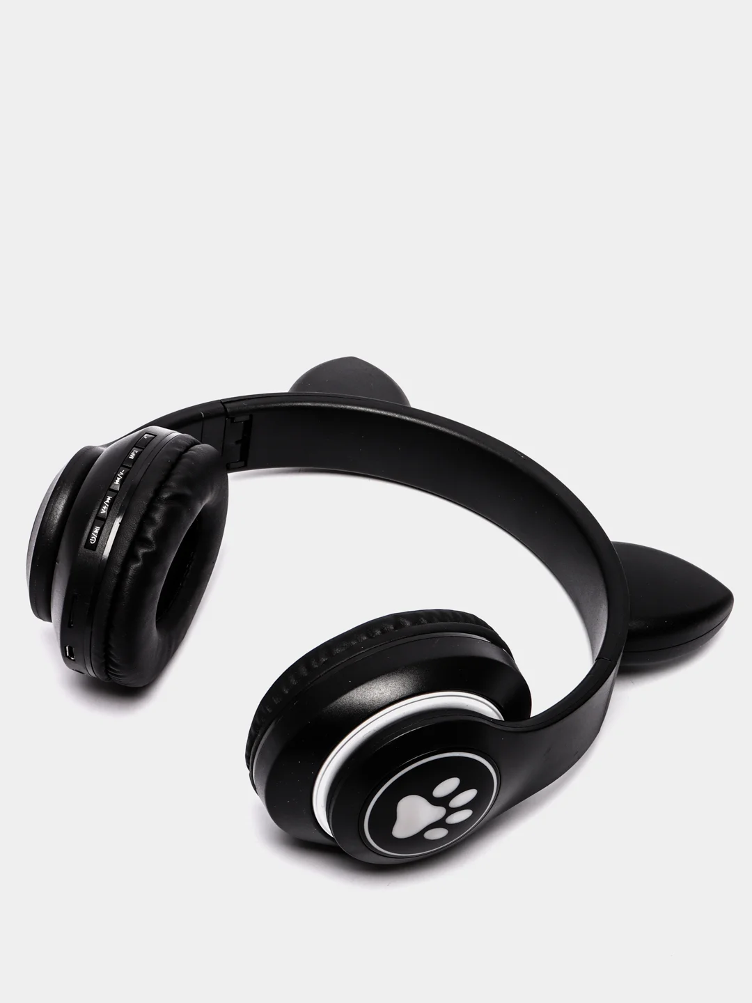 Черный беспроводные Bluetooth наушники с кошачьими светящимися ушками Cat Ear