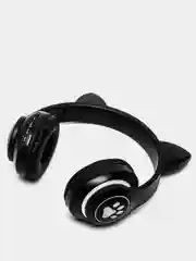 Черный беспроводные Bluetooth наушники с кошачьими светящимися ушками Cat Ear