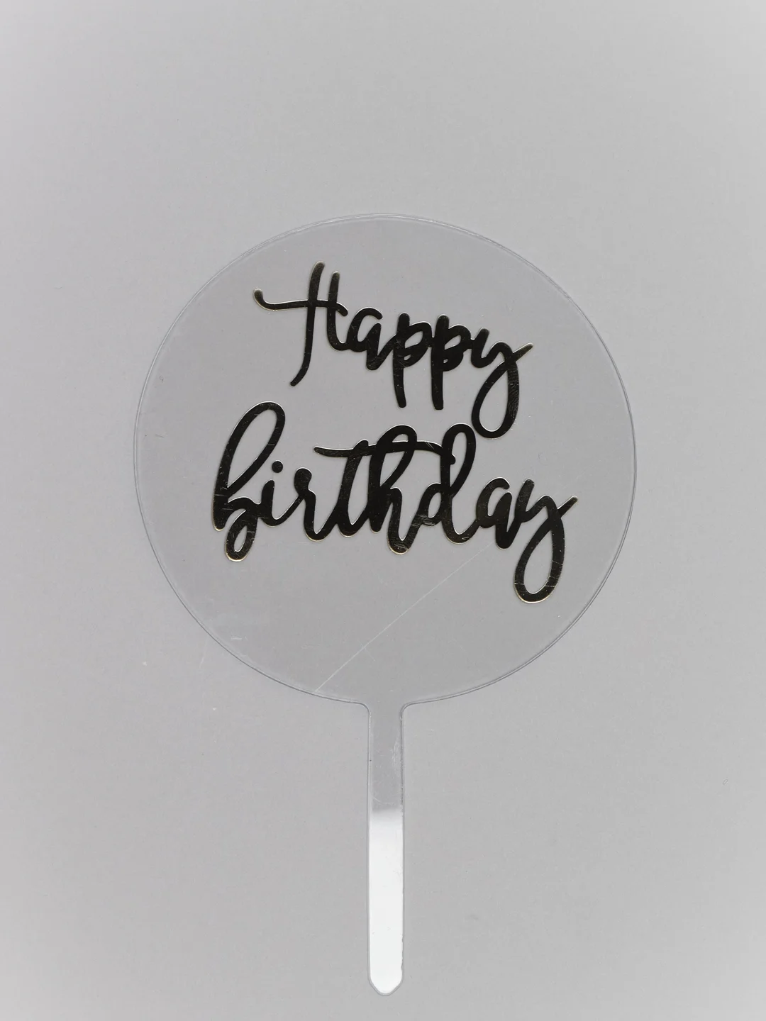 Прозрачный топпер для оформления торта "Happy Birthday" круг