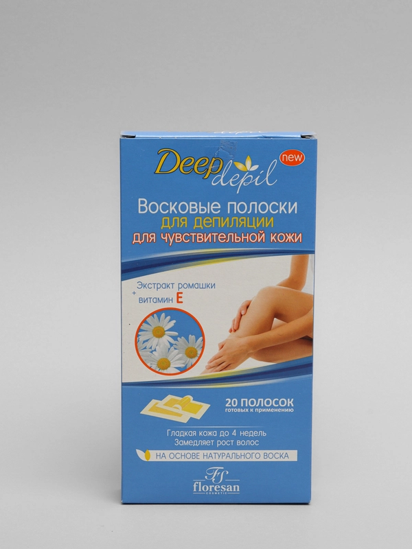Восковые полоски для депиляции чувствительной кожи с ромашкой Флоресан 20 полосок
