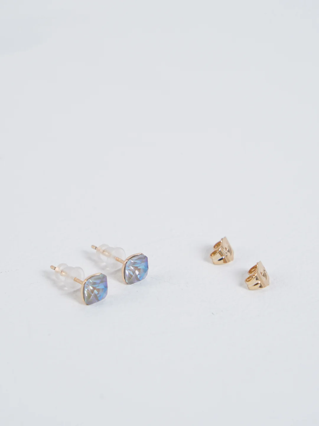 Индиго серьги-гвоздики Swarovski (квадрат), Xuping