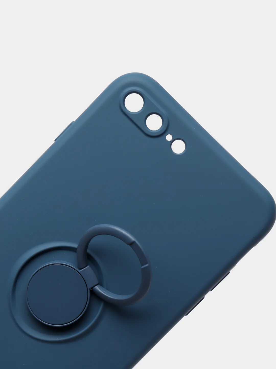 Темно-синий чехол силиконовый с кольцом на iPhone 7 Plus / 8 Plus