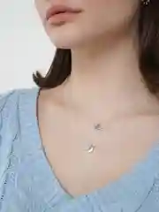 Серебряный двойная цепочка на шею "Звезды и луна"