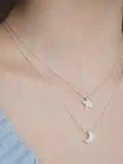 Серебряный двойная цепочка на шею "Звезды и луна"