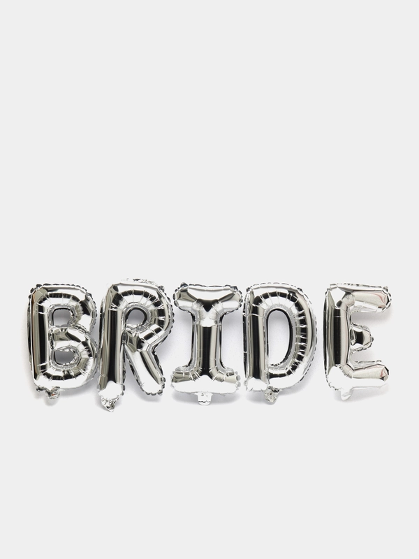 Набор шаров-букв, 16/41 см, Мини-BRIDE, серебро, 1 штука в упаковке