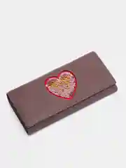 Лавандовый кошелек с вышитыми пайетками в форме сердца