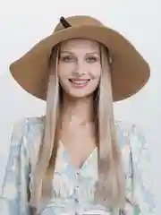 Хаки соломенная женская летняя шляпа с широкими полями