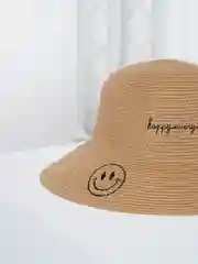 Хаки летняя женская соломенная шляпа-панама с вышитой надписью Happy every day