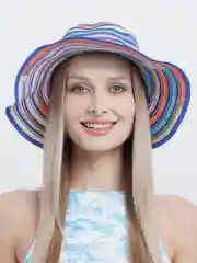 Синий меланж женская шляпа в полоску, соломенная